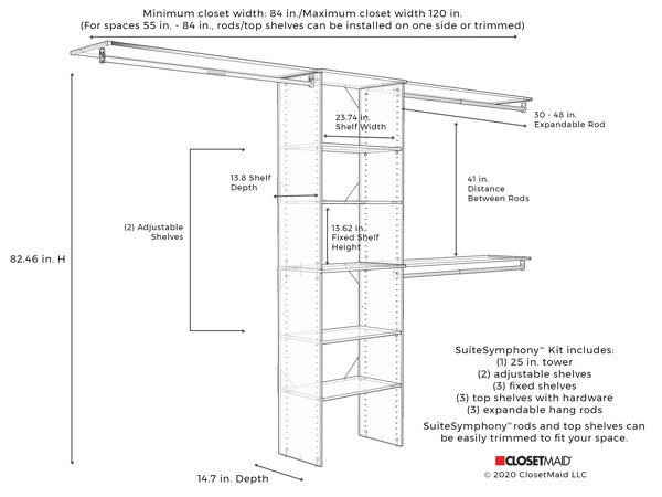 Space between closet 2025 rod and shelf